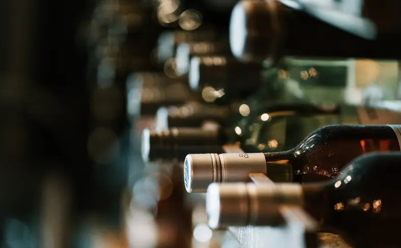 На изображении, полка с выбором вина в магазине, Патагония фото